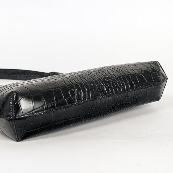 BY FAR Amber Baby Black Crocodile-Embossed Leather Shoulder Bag - Picture 5 of 11